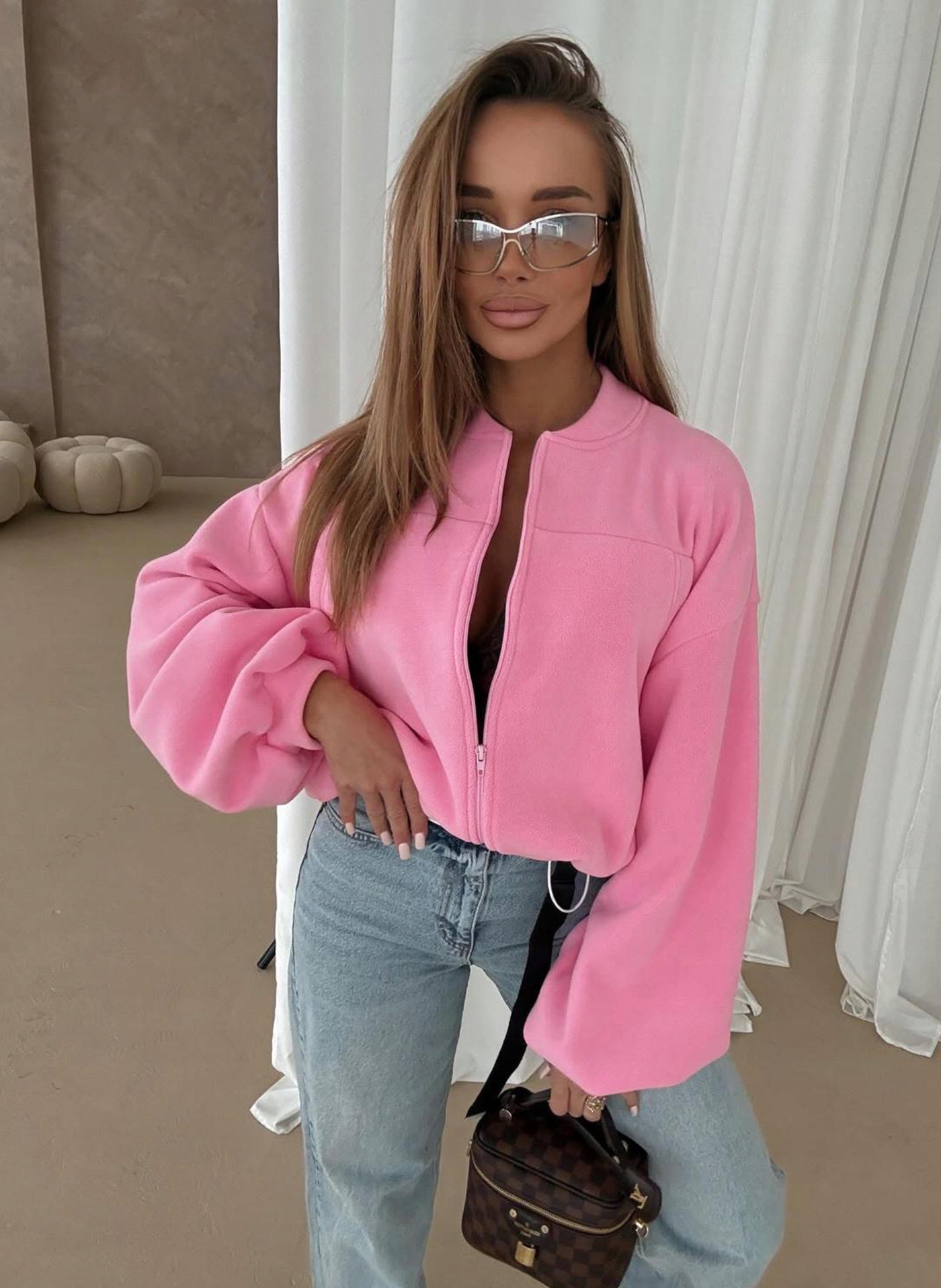 Polar růžový dámský rozepínací Boho fuchsiový Agatha Studio one size