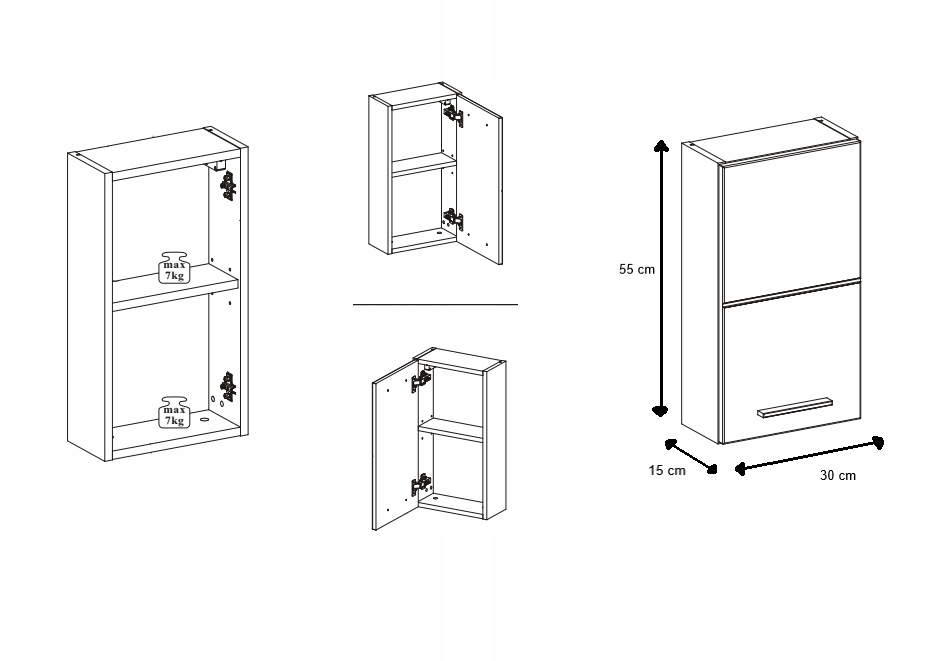 Szafka wisząca 1D 30 cm TWIST GREY 830 Marka Comad