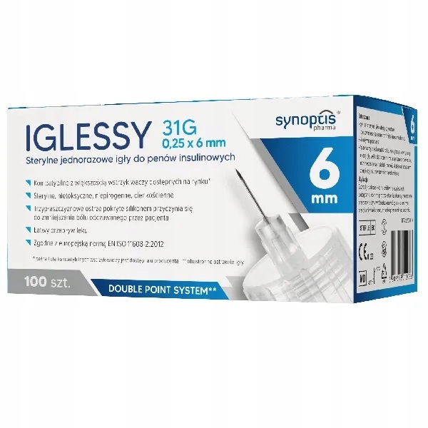 

Igły do penów Iglessy 31G 6 mm x 0,25 100 sztuk