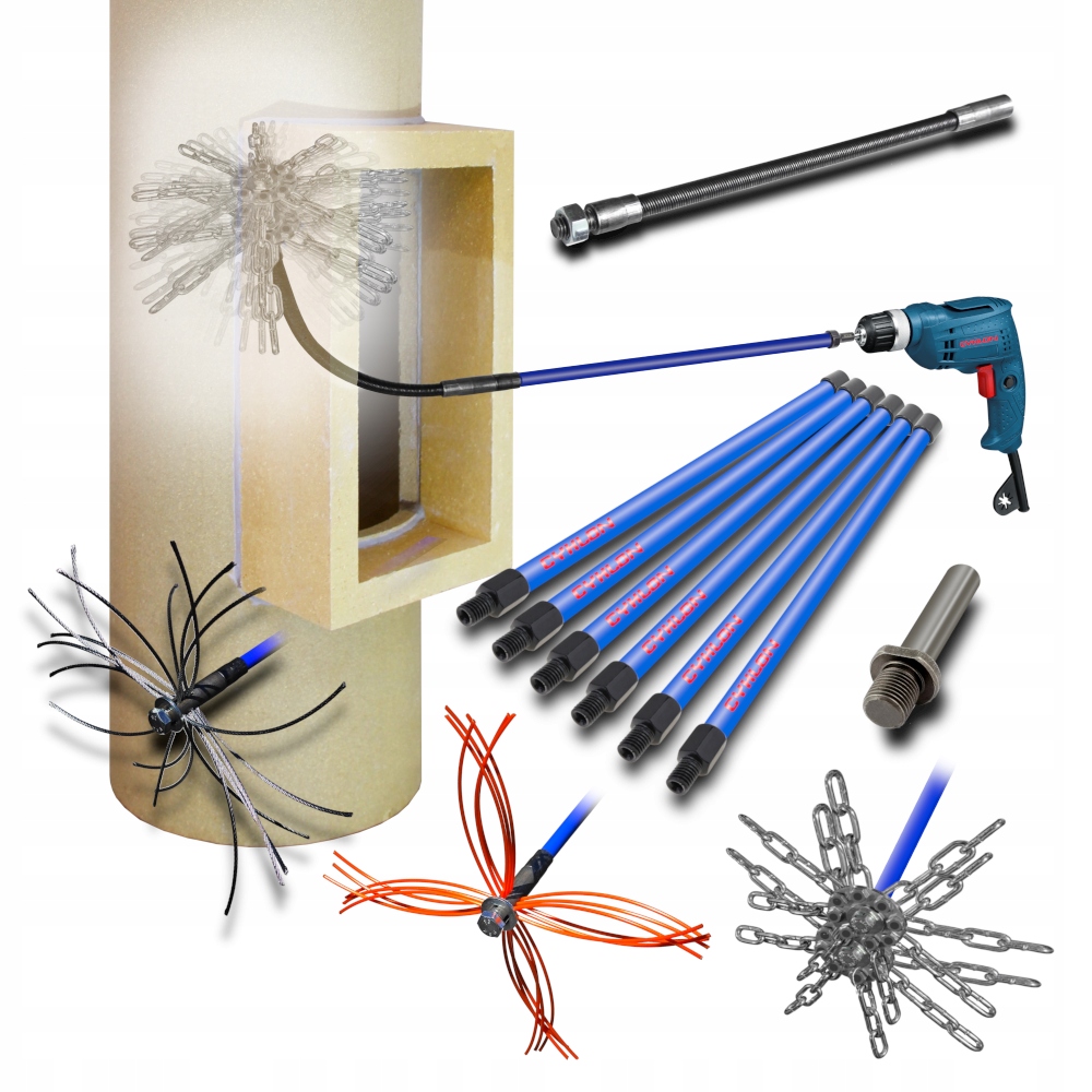 Sada Kartáčů Cyklon 12 m Na Komín 16 Řetězů 4 Hlavice Pilot