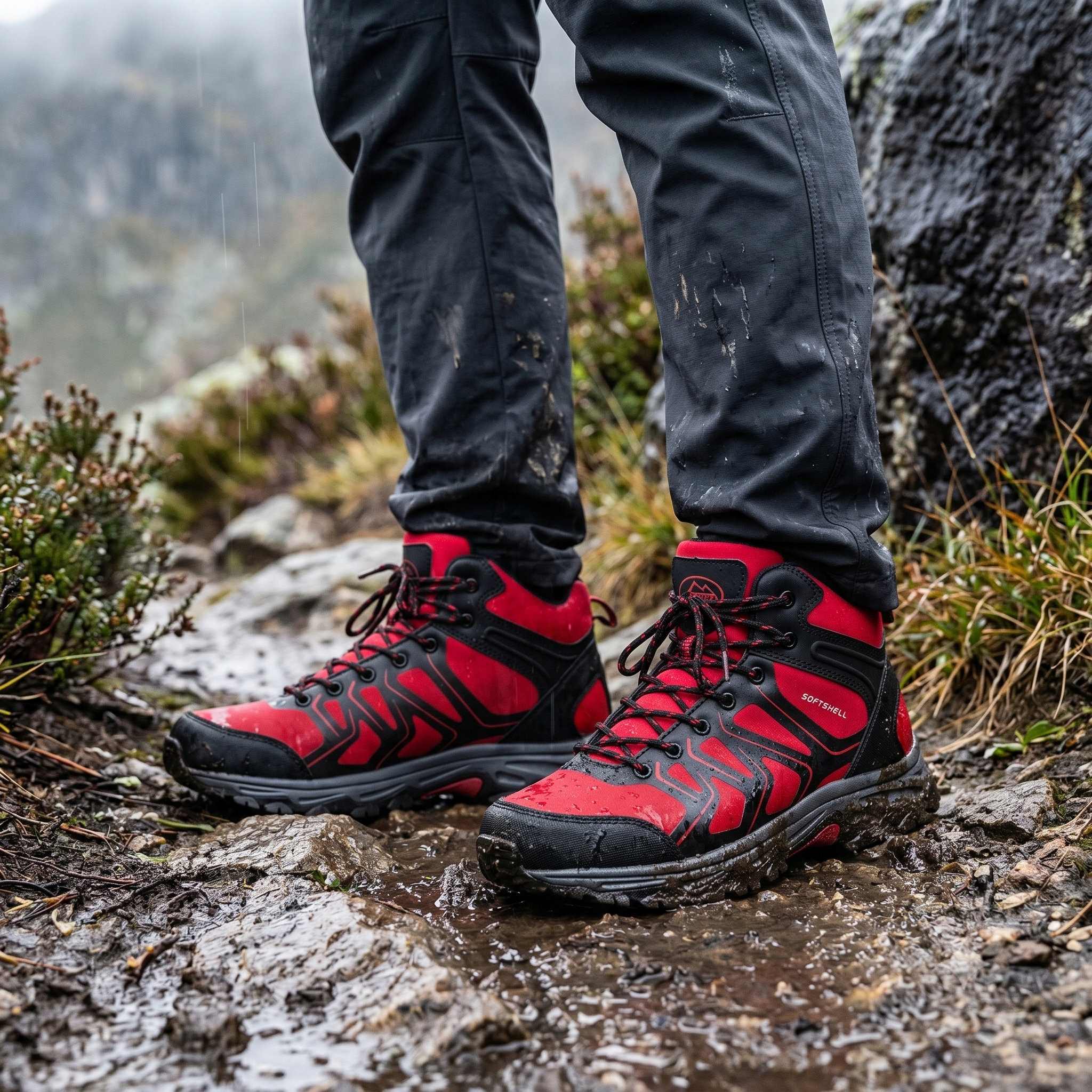Červené Pánské Trekové Boty Softshell Outdoor Horské 4016 Vel. 46