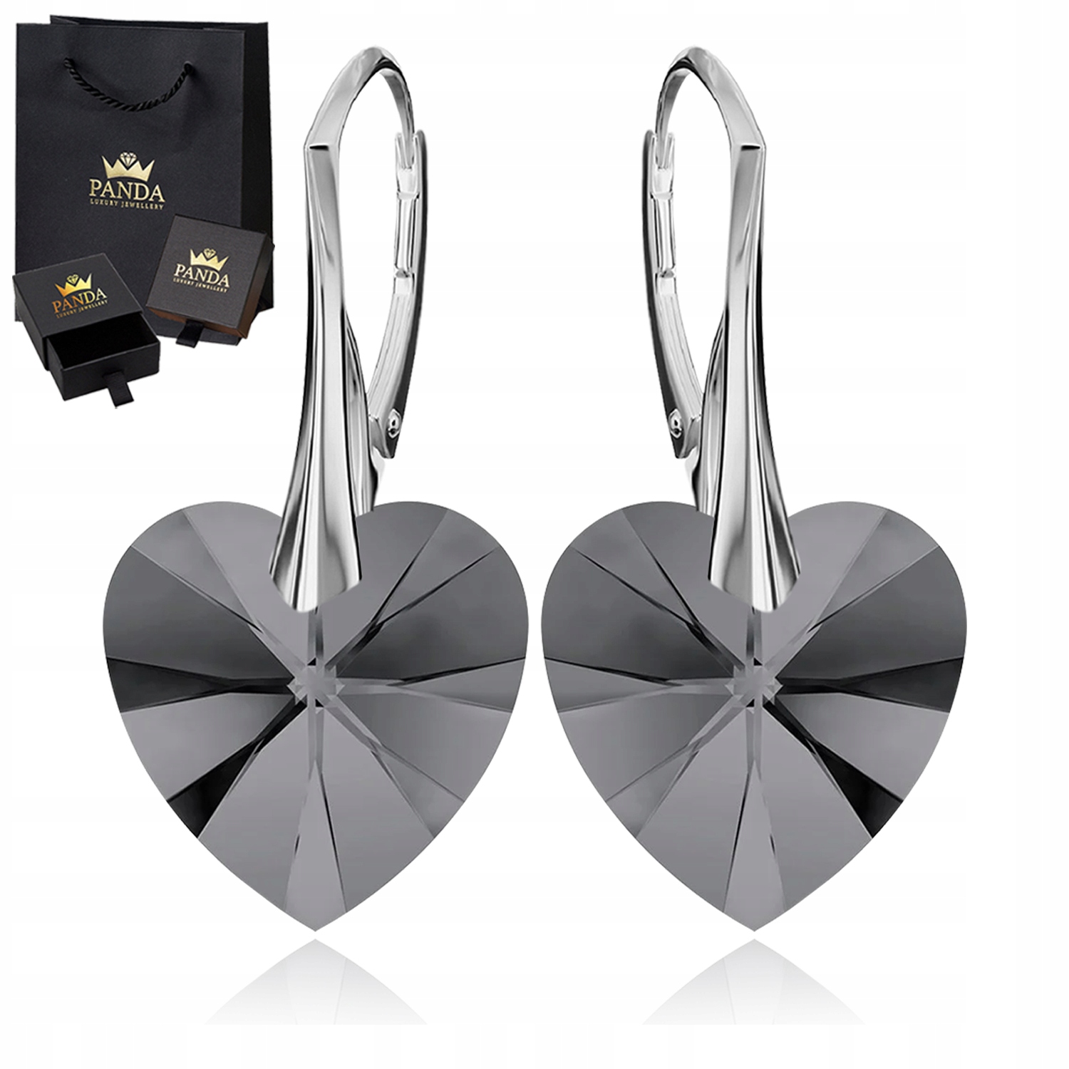 Stříbrné Náušnice Dámské Srdce Krystaly 925 Dárek Pro Dívku Manželky
