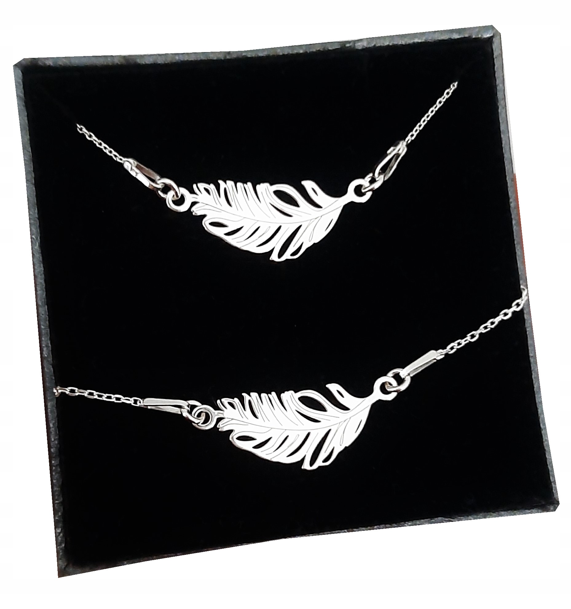 

Komplet biżuterii srebrnej Piórka Pióra piórko 925