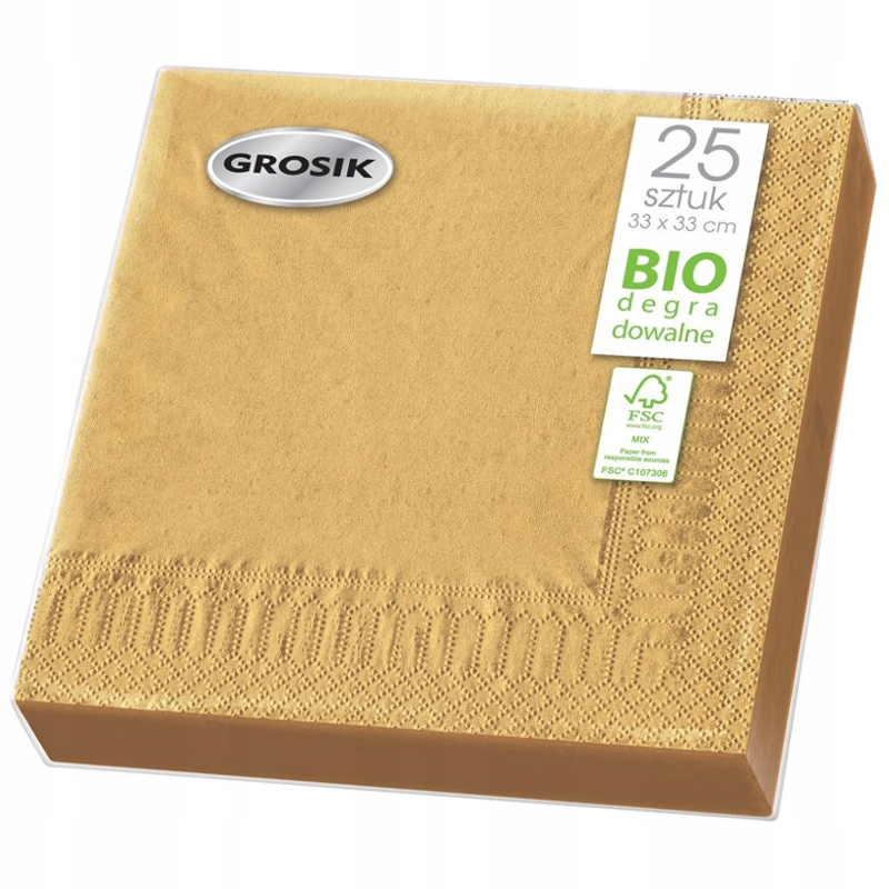

Grosik Serwetki Stołowe Złote 33 X 33 CM 25 Sztuk