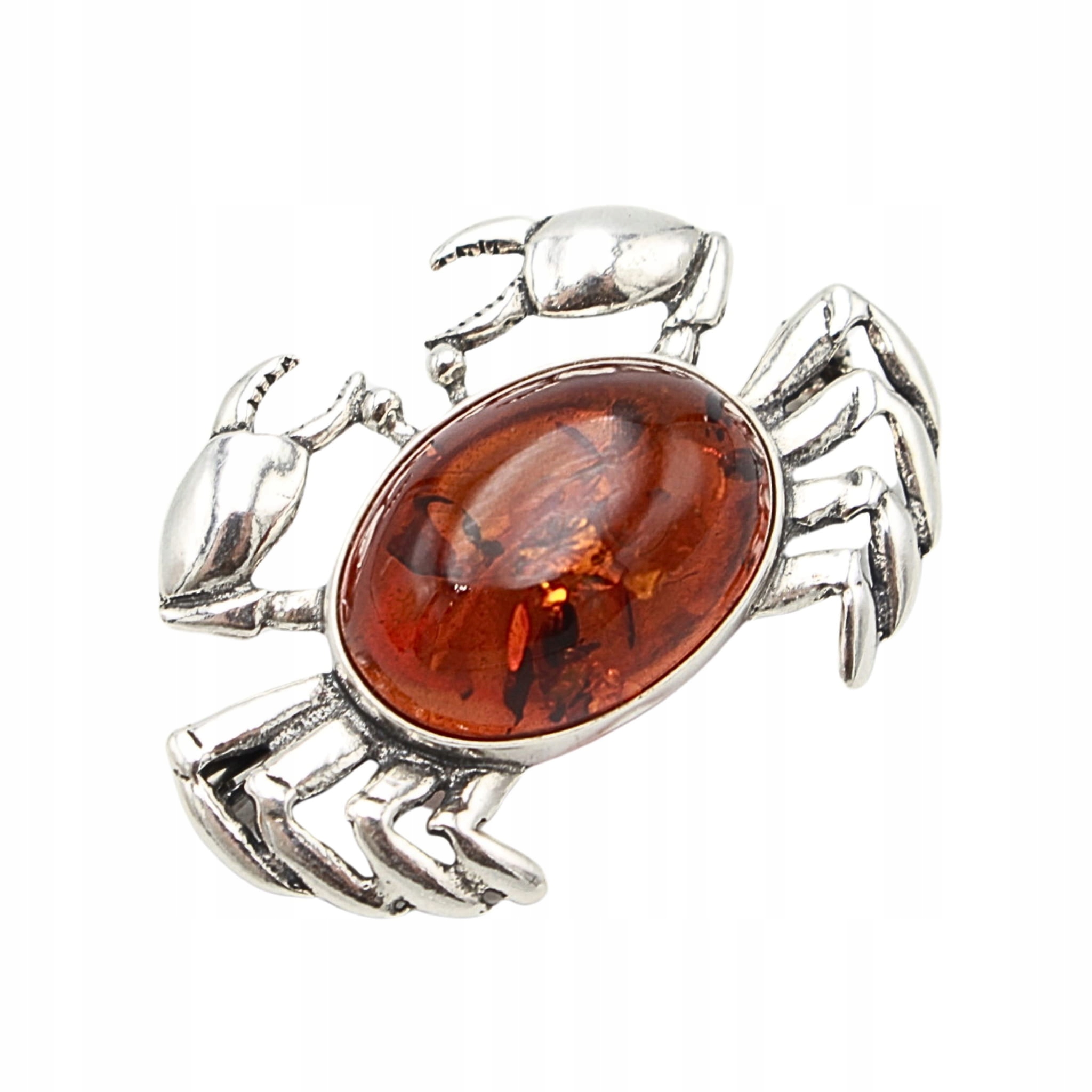 Krab Brož S Jantarem SREBR0 925 jantar