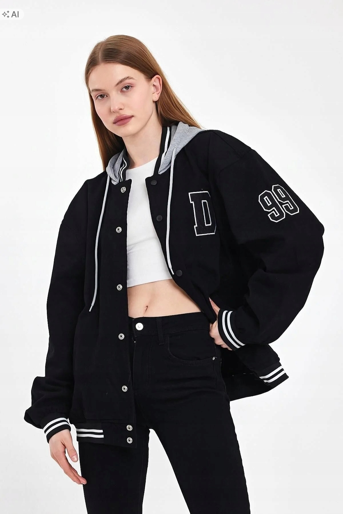 Černá Prošívaná Bunda S Kapucí Ve Sportovním Stylu XXL 5IA