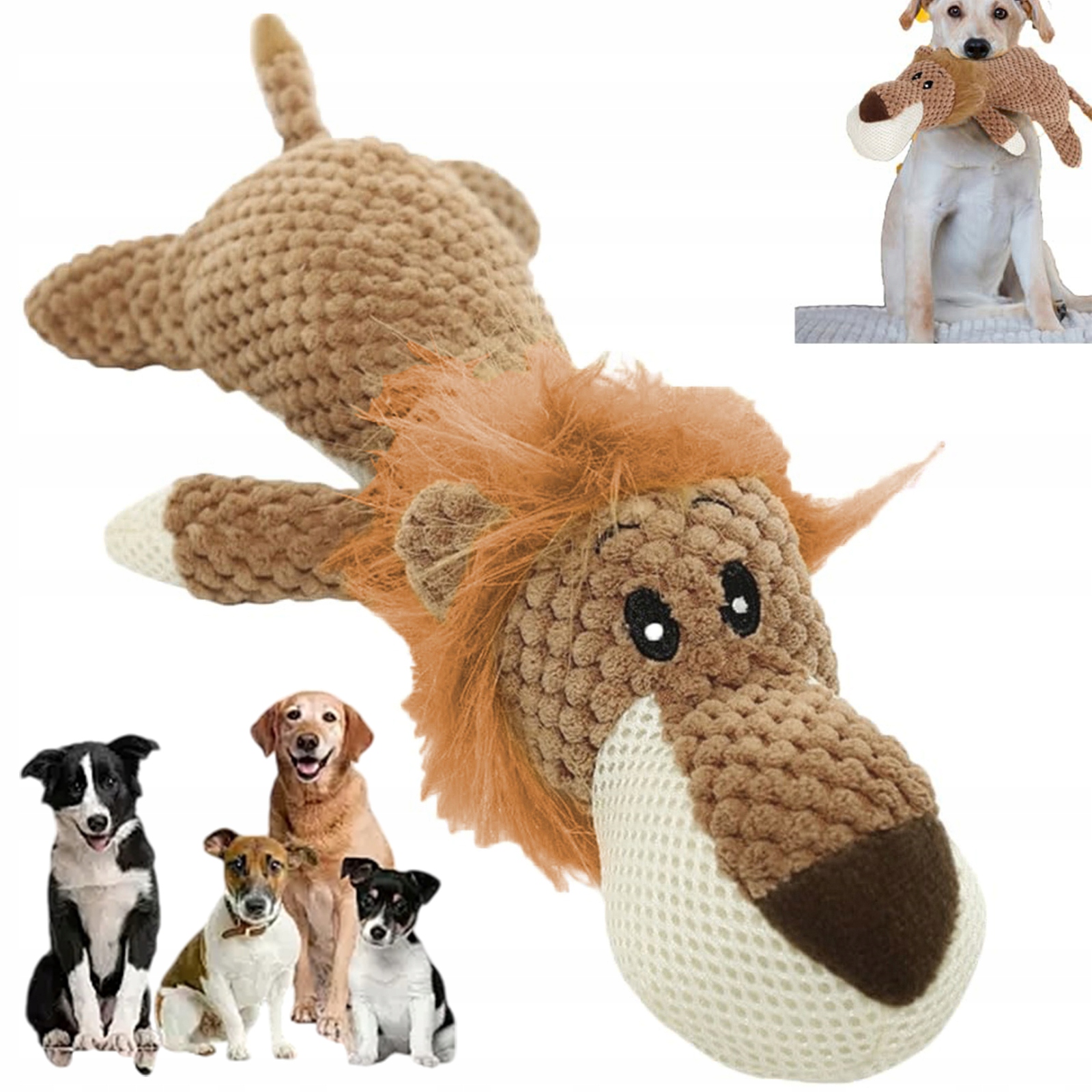 Levně Pískací Hračka Pro Psy Plyšák Lev Měkká Plyšová Hračka Kousátko Odolné