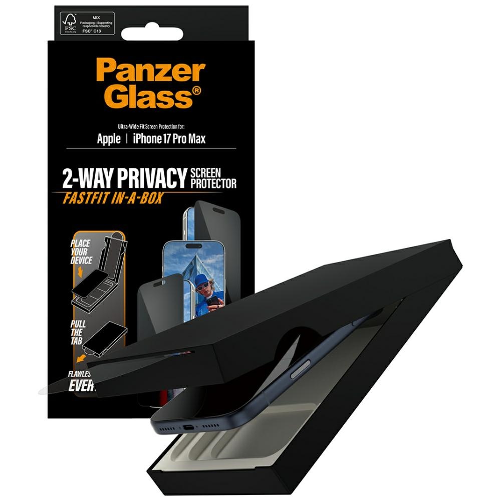 PanzerGlass Fastfit sklo S Privátním Filtrem Tvrzené +Apl pro iPhone 17 Pro Max