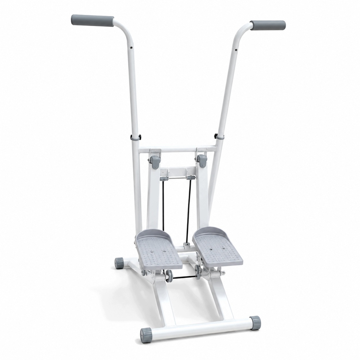 Stepper jednoduchý s držadly pro domácí fitness cvičení, bílý