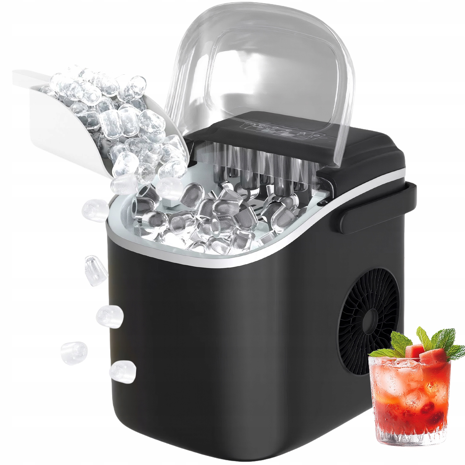 Przenośna Kostkarka Do Lodu 3L Rączka Led 9 Kostek W 6 Minut