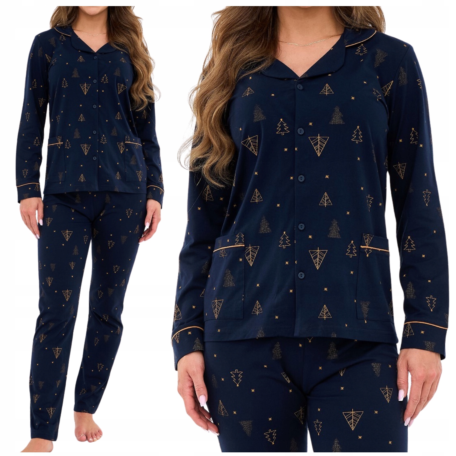 Dámské rozepínací bavlněné vánoční pyžamo jako dárek Cornette 482/447 L