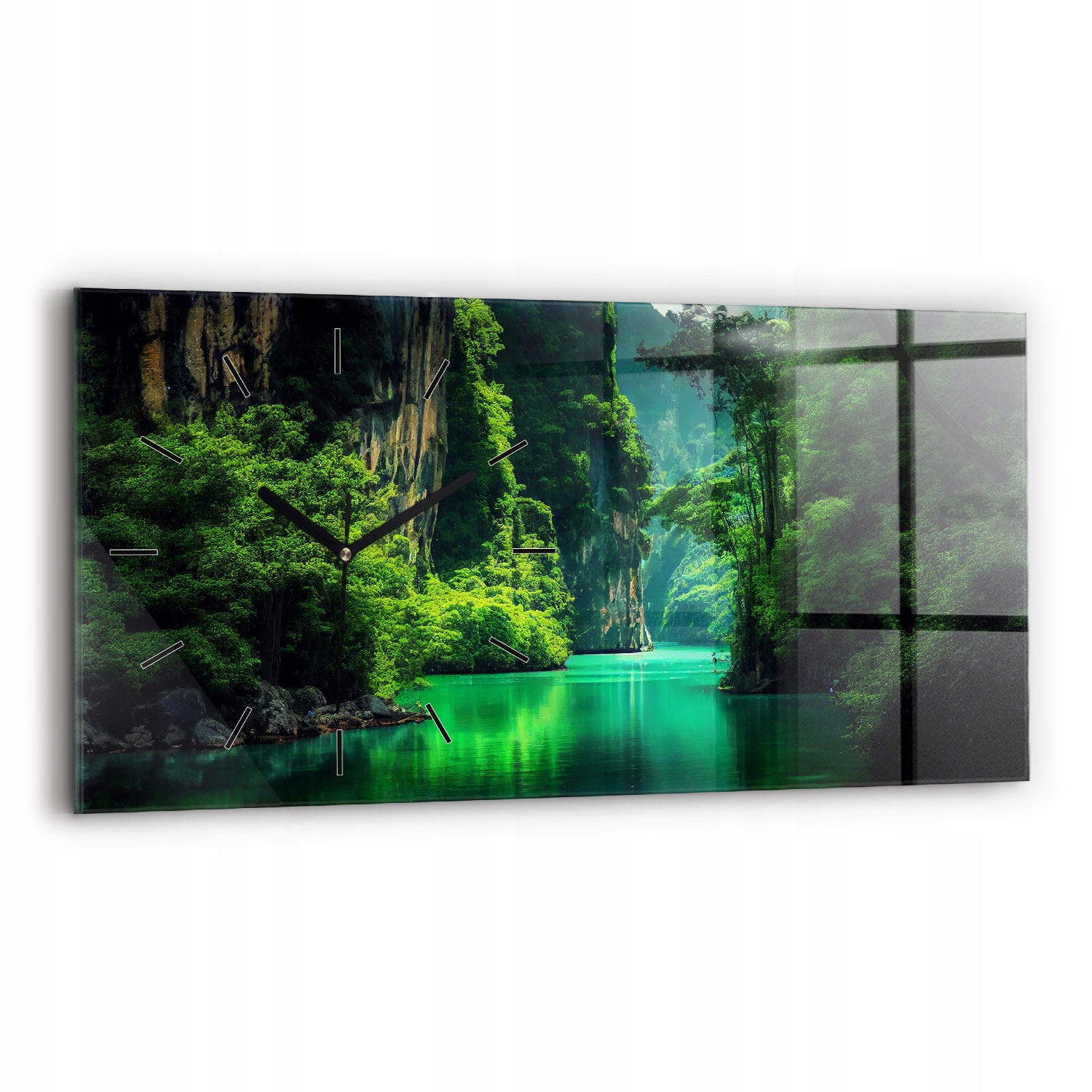Horizontální skleněný moderní hodinový stroj s vzorem krajiny přírody Thajska 60x30 cm