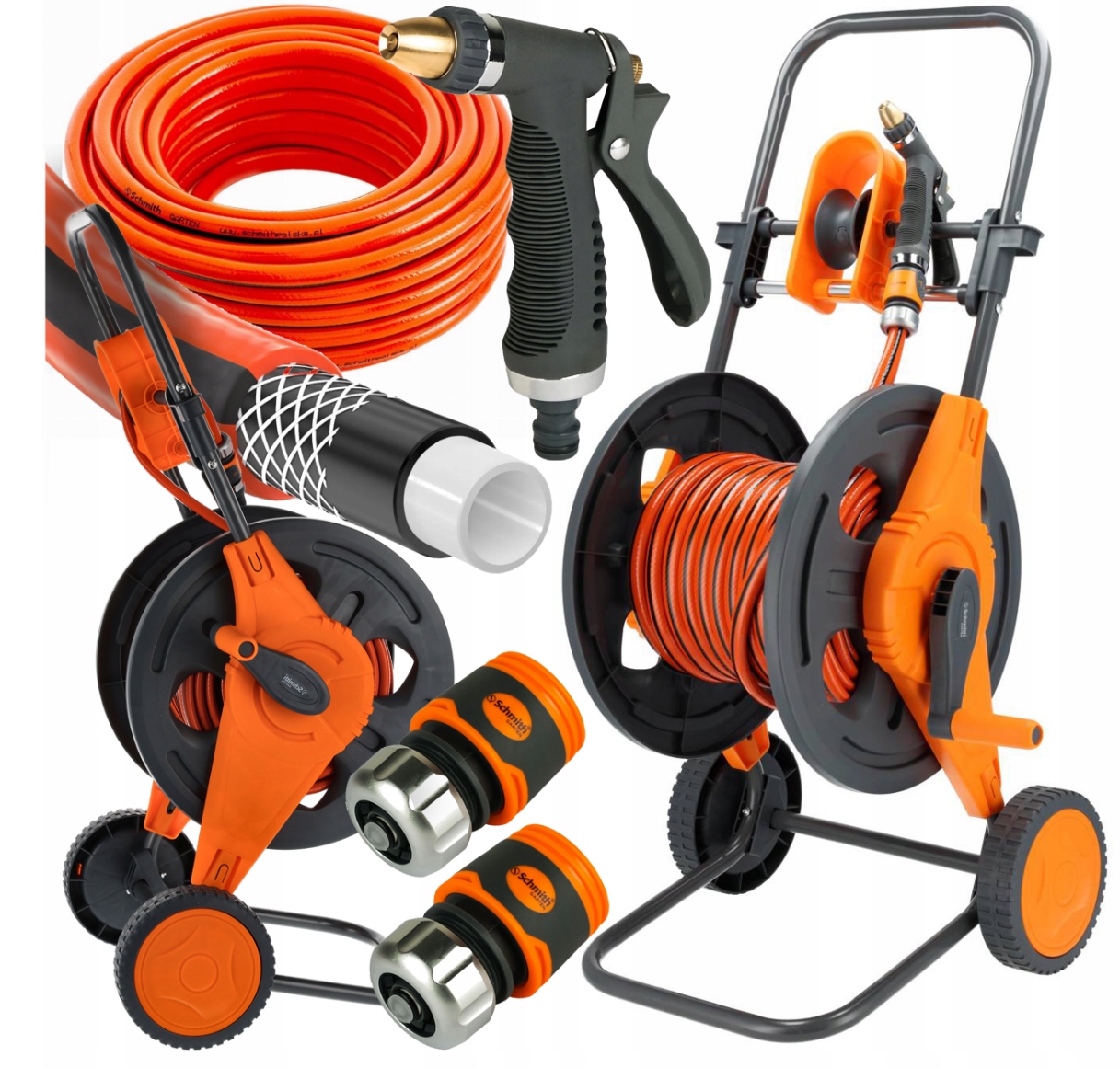 Vozík na hadicu hadica 25 m postrekovacia pištoľ kovové rýchlospojky