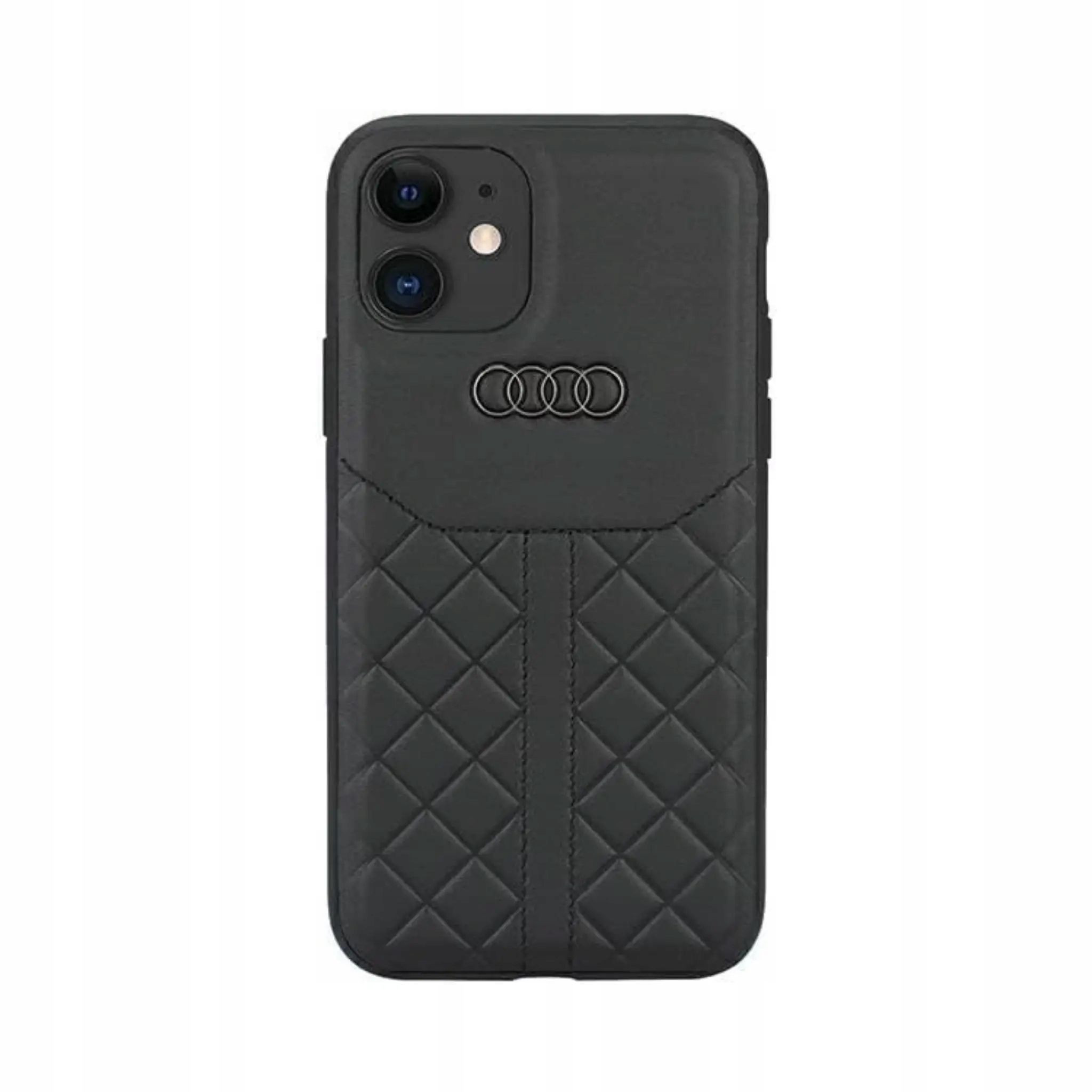 Etui Audi z prawdziwej skóry, czarne iPhone 12 iPhone 12 Pro