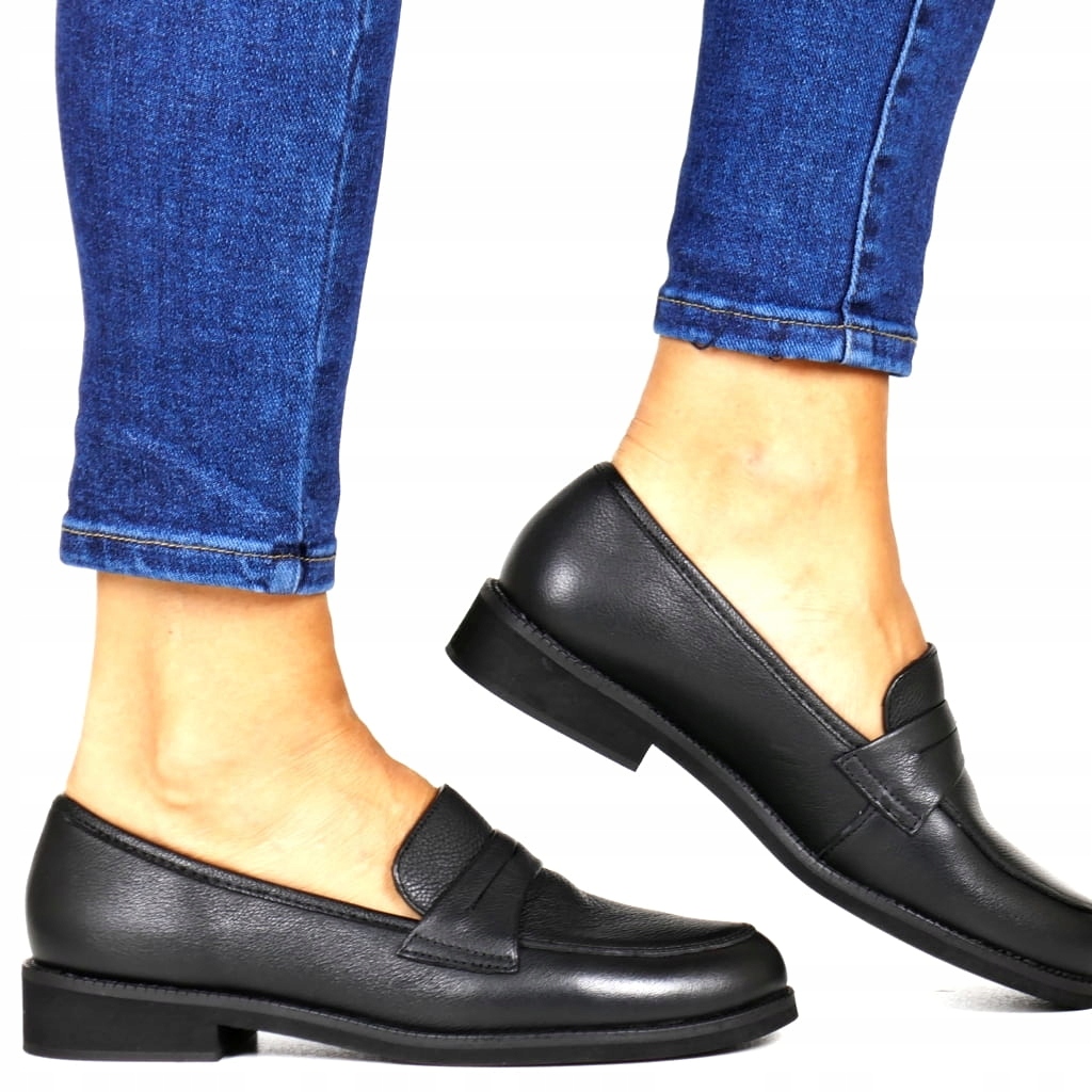 Černé Kožené Mokasíny, Klasické Elegantní Polobotky Pro Ženy, Viz