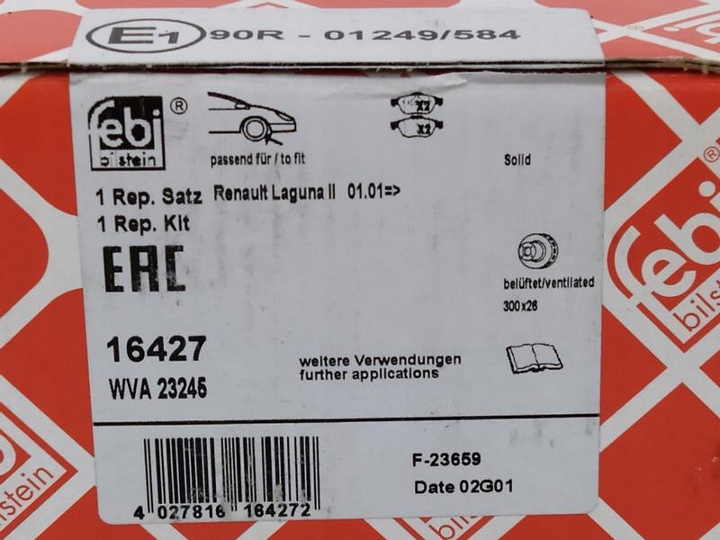 FEBI KLOCKI HAMULCOWE PRZÓD RENAULT ESPACE IV Producent części Febi Bilstein