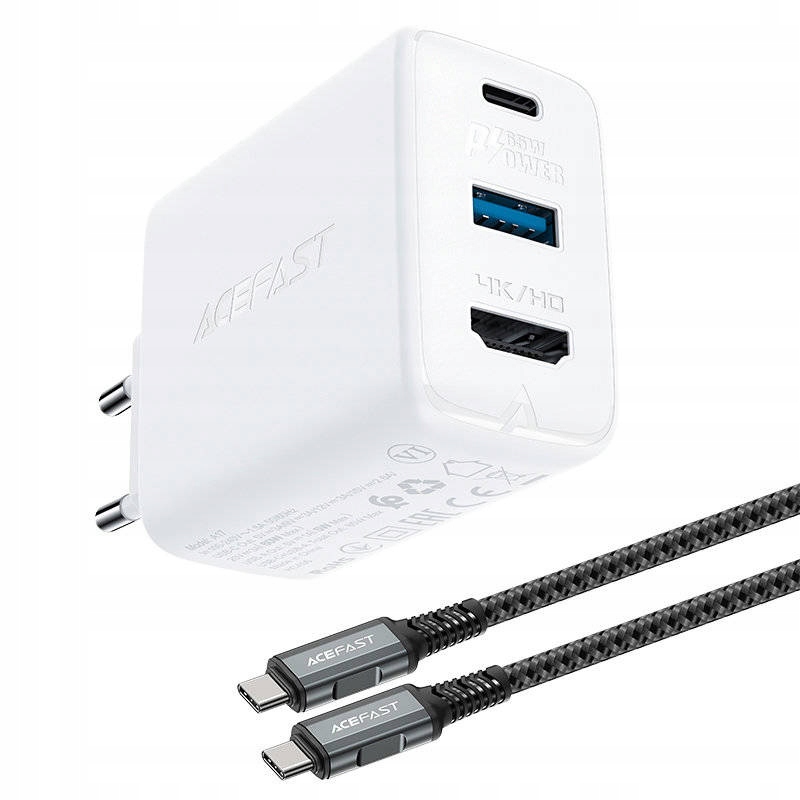 Acefast 2v1 síťová nabíječka 65W Usb Typ C Usb, adaptér