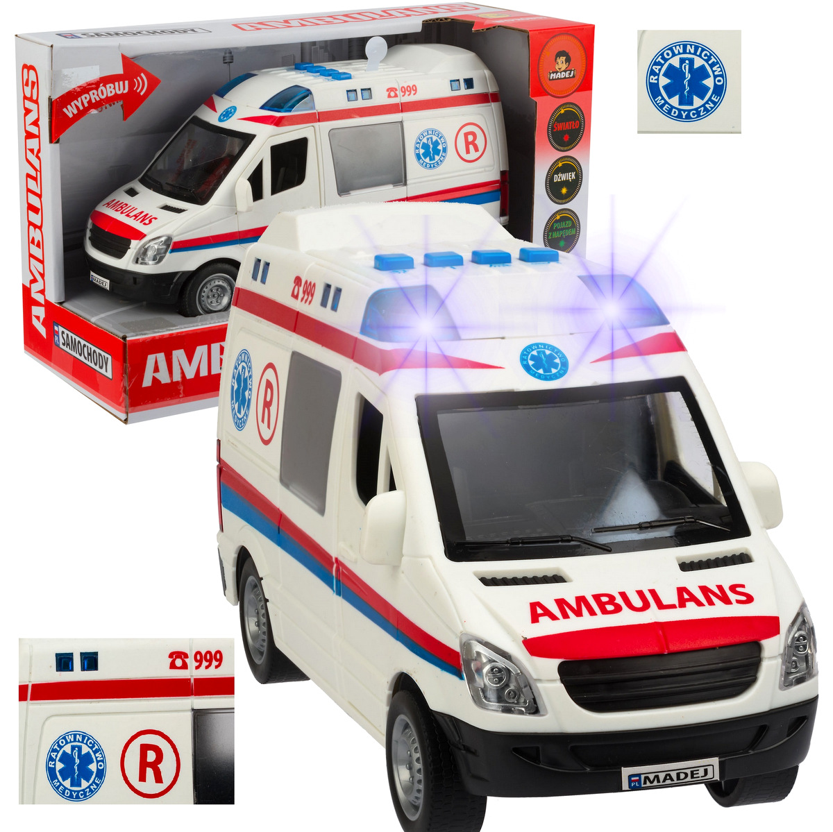 

Auto Karetka Pogotowia Van Napęd Polskie oznaczeni