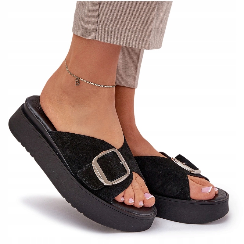 Nazouváky Na Platformě S Přezkou Zazoo 3019 Černé 36