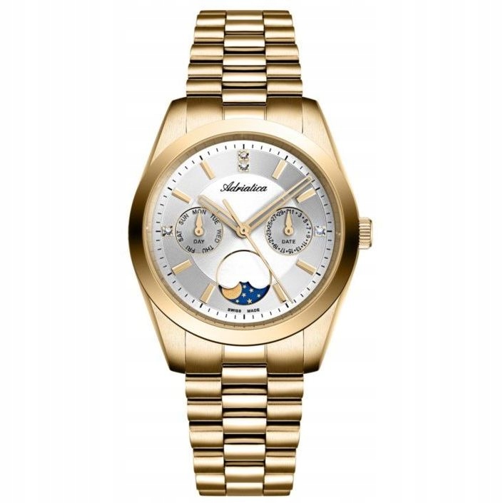 Adriatica dámské zlaté hodinky s fázemi měsíce A3802.1113QF