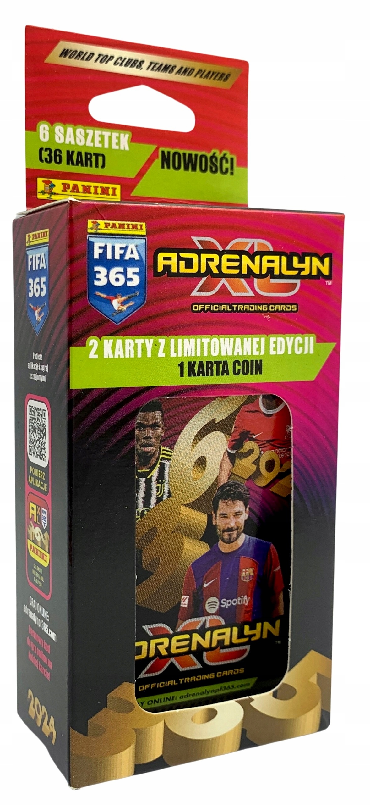 KARTY PANINI FIFA 365 ADRENALYN 2024 blister 36 kart 2 karty limitowane