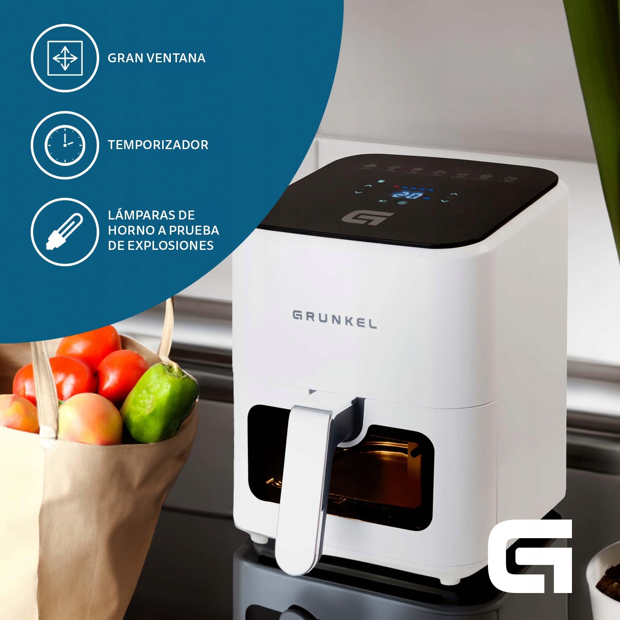 GRUNKEL Frytkownica Beztłuszczowa 4L, 7 Programów, Cyfrowy Panel — miniatura 3