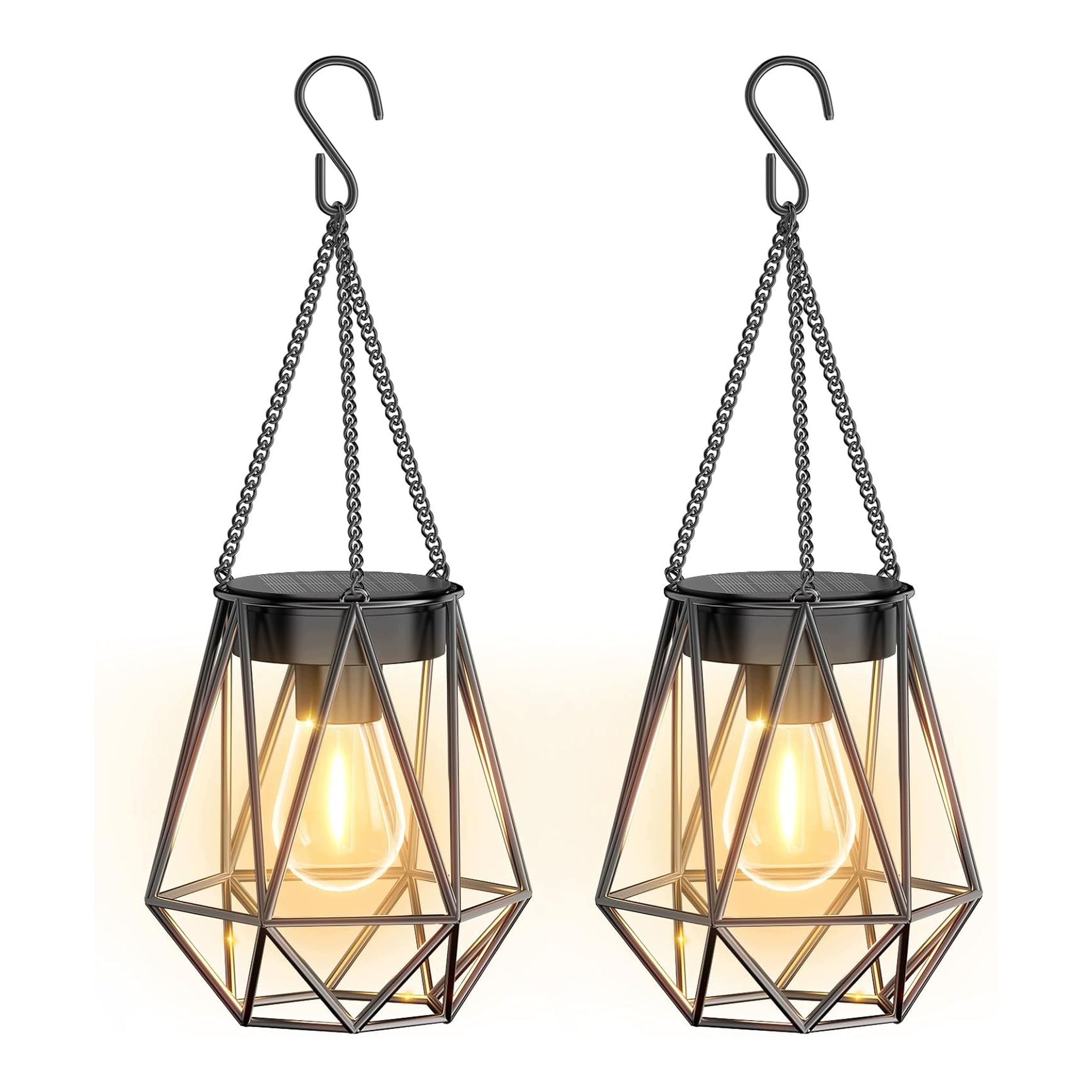 Solární zahradní závěsné Led lampy IP65, voděodolné, sada dvou