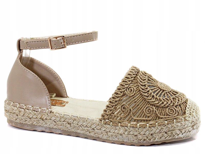 

Damskie Baleriny Espadryle Ażurowe Beżowe 5P 39