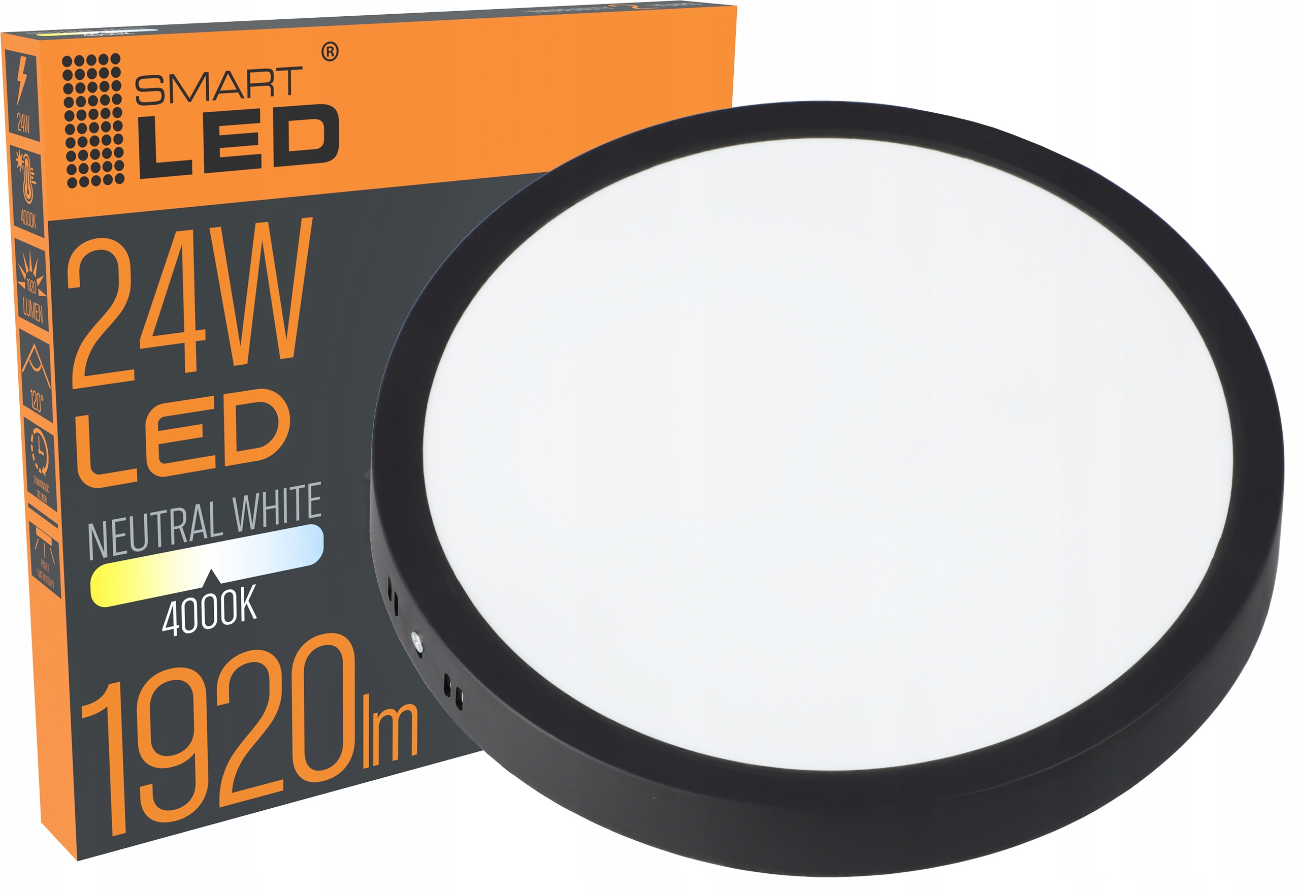 PANEL LED NATYNKOWY PLAFON LAMPA 24W CZARNY