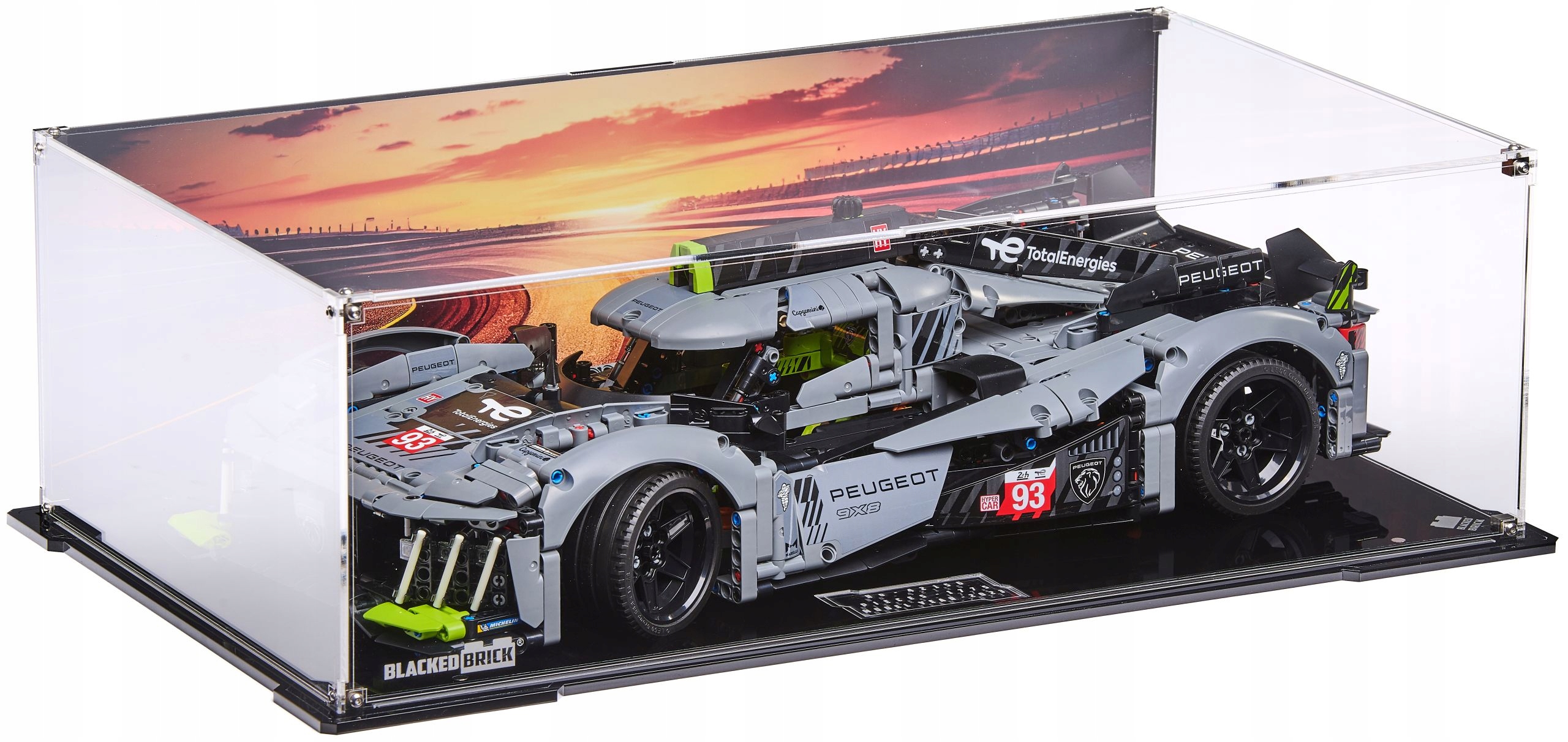 Vitrína s pozadím 1 Blacked Brick pre Lego 42156 Technic Peugeot 9X8 Le Mans