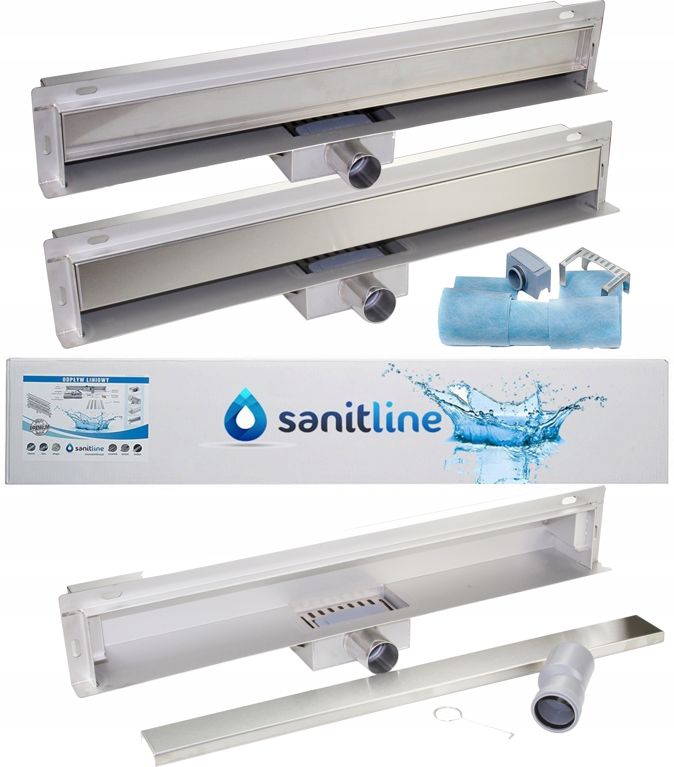 Sanitline Lineárny odtok 2v1 100 cm 52 mm Pod Dlažbu Hladký