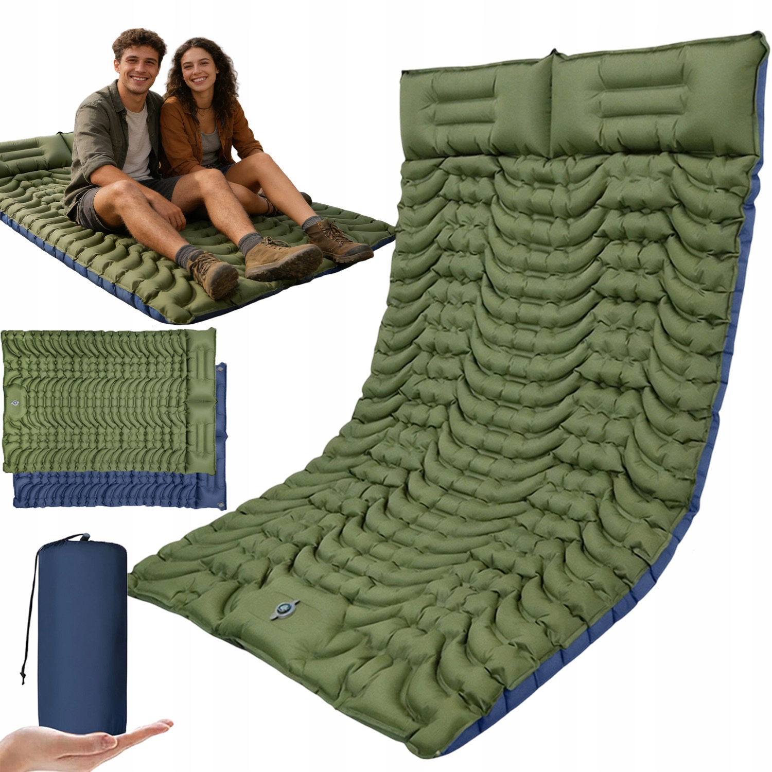 Podwójna Mata Samopompująca Karimata Kempingowa Dla 2 Osób Materac
