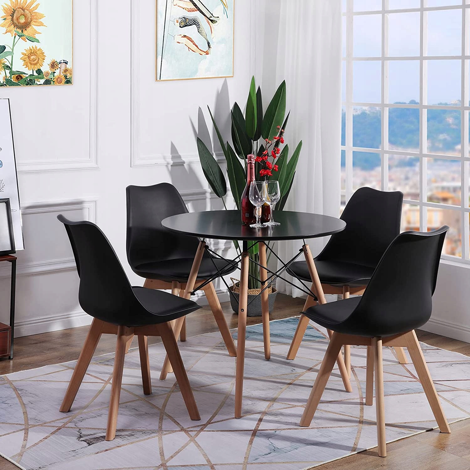 Stół 80cm Black 4 krzesła Skandynawskie Stan opakowania oryginalne