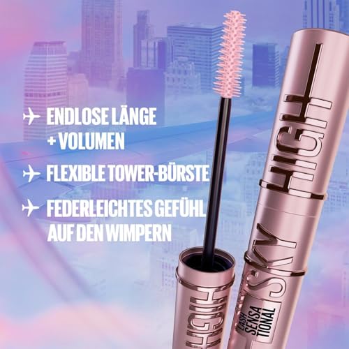 MAYBELLINE Nowy Jork Tusz Do Rzęs Sky High Czarny Niebieski Burgund 3x7,2ml — miniatura 7