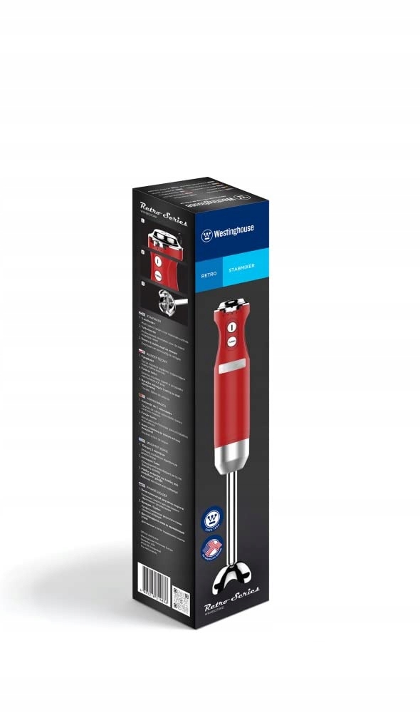 WESTINGHOUSE Retro Blender 600W 4 Prędkości Turbo Stal Czerwony — miniatura 8