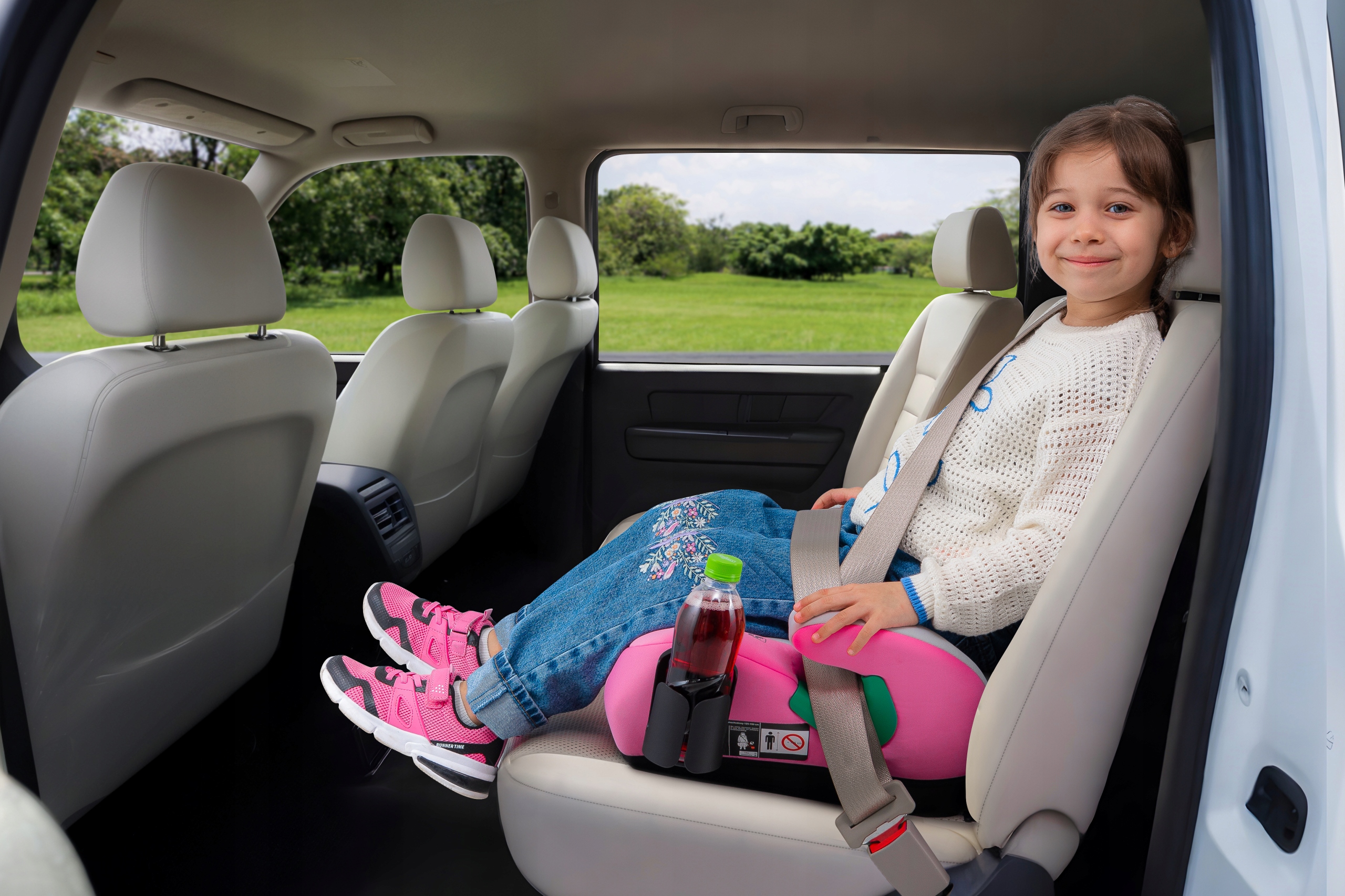 FOTELIK SAMOCHODOWY PODKŁADKA SIEDZISKO ISOFIX SZARO-RÓŻOWY R129 125-150 CM Marka Little Rider