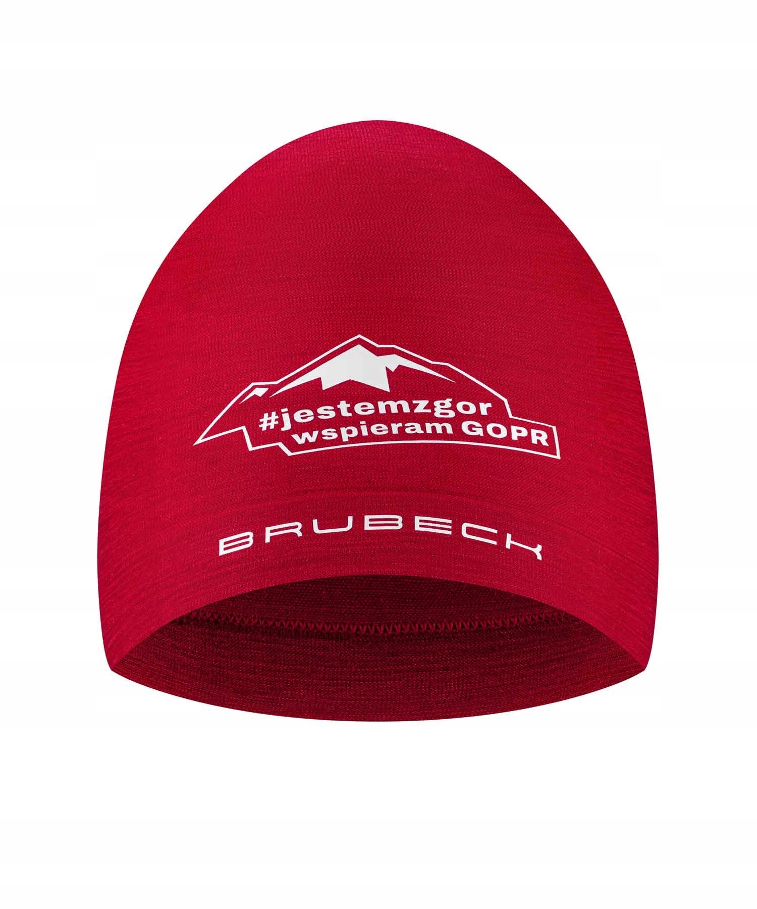 Czapka wełniana merino Brubeck #jestemzgor #wspieramgopr burgundowy S/m