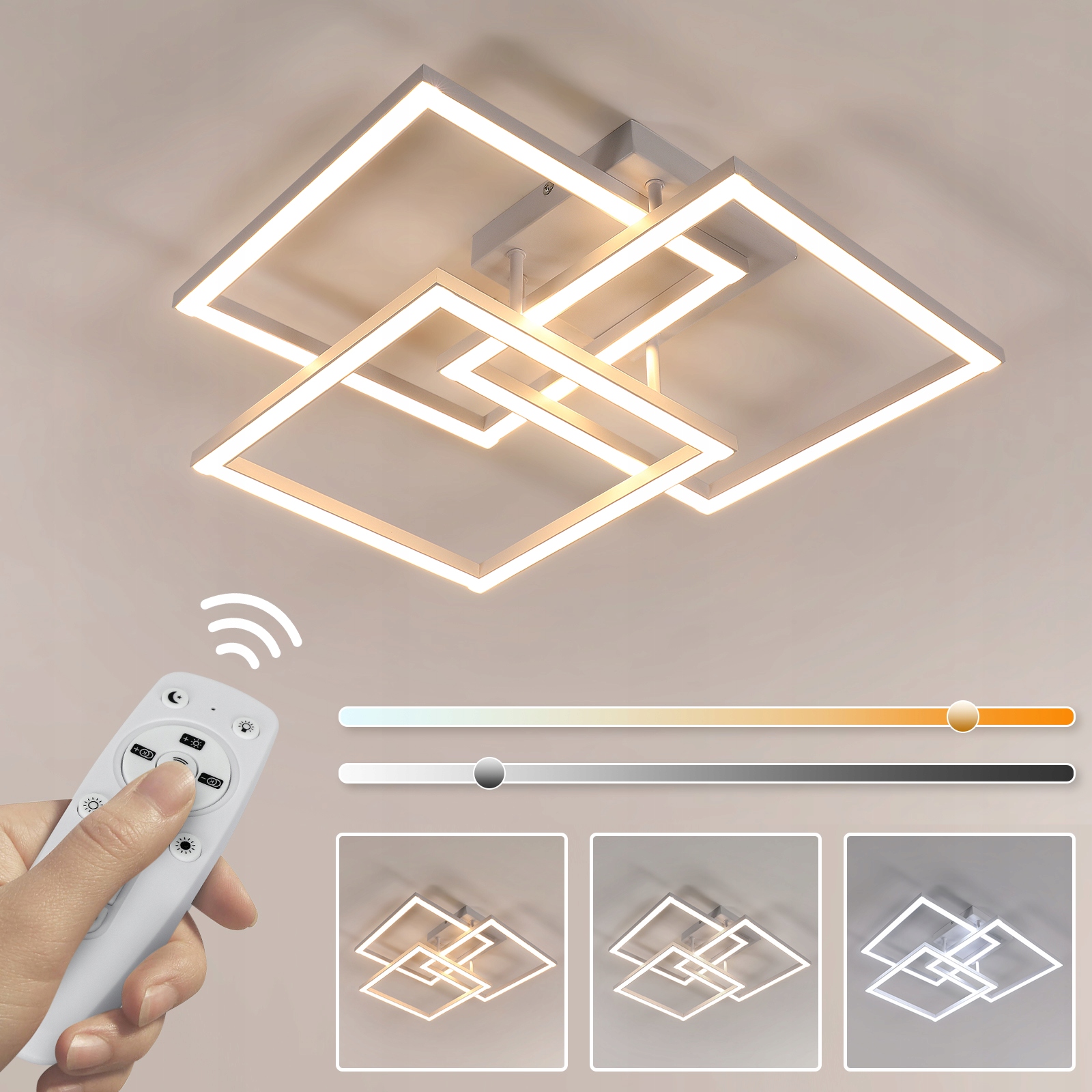 Lampa Sufitowa Led Nowoczesny Żyrandol Ściemnialny Z Pilotem 40W