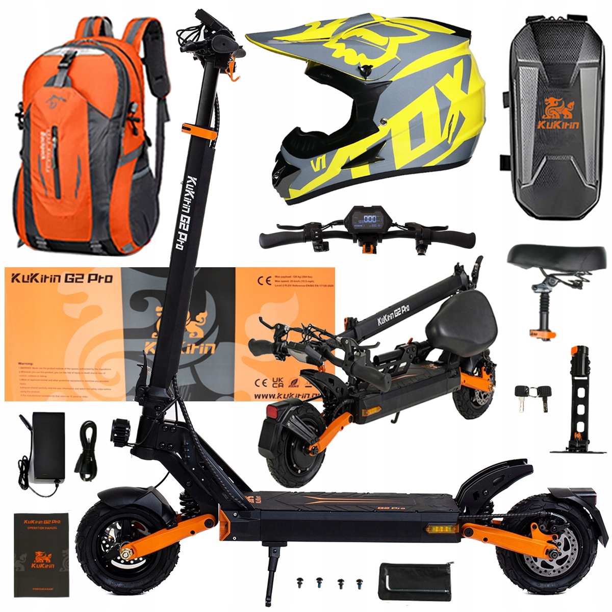 Skládací Pojazd Elektryczny Kukirin G2 Pro 1000W 48V 15.6AH 45KM/H +Dárek