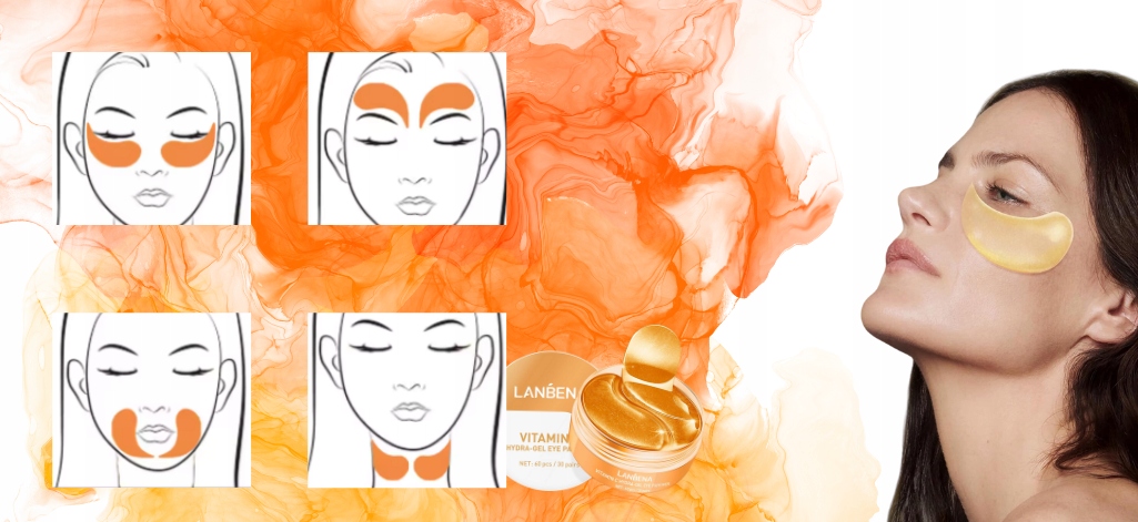 LANBENA PŁATKI ŻELOWE HYDROŻELOWE POD OCZY WITAMINA C 60 SZTUK MASECZKA Przeznaczenie pod oczy