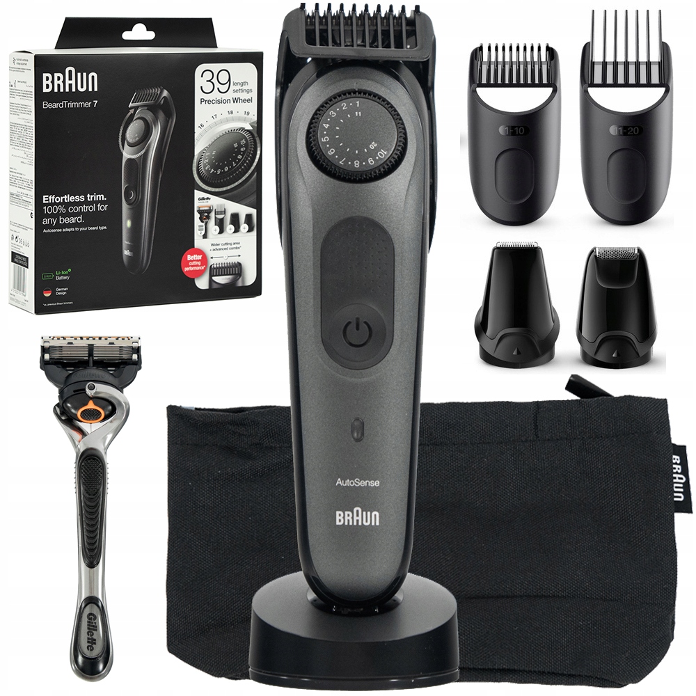 Zastrihávač fúzov Braun BT7340, nástavce, puzdro na holiaci strojček Full MetalBlade