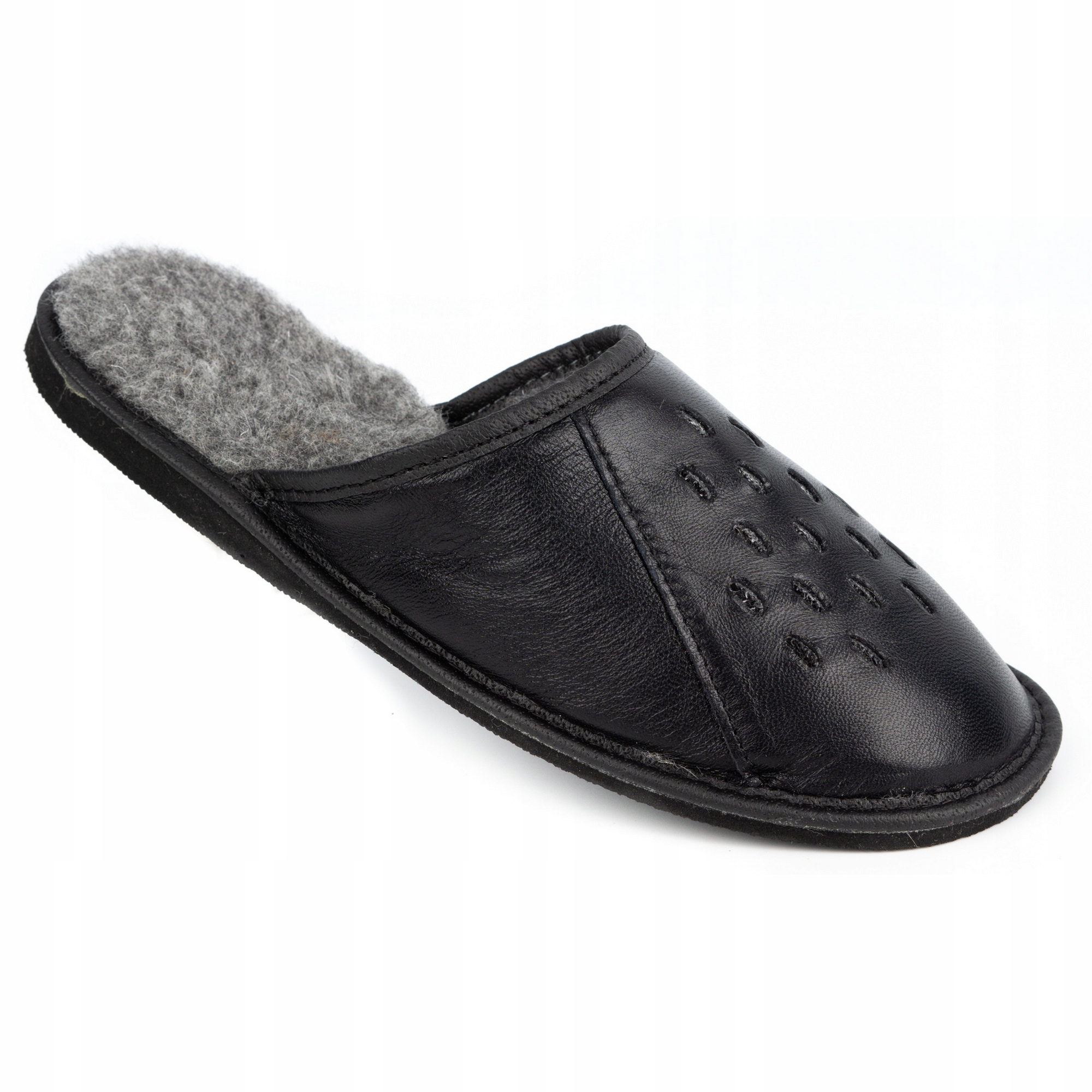 

Klapki męskie skóra kapcie ocieplane M74 czarne 44