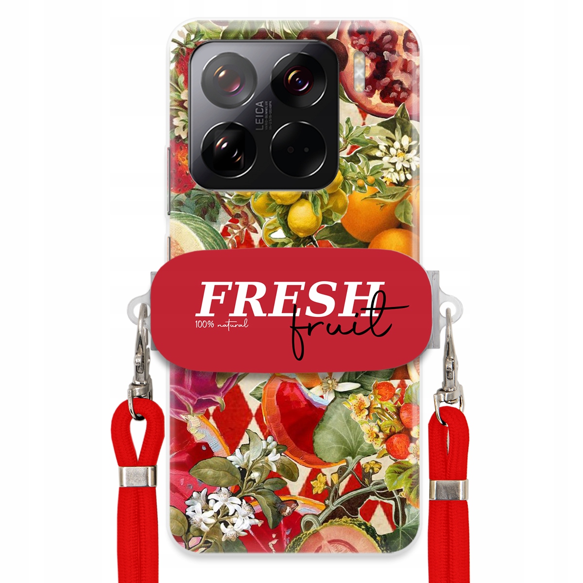 Puzdro pre Xiaomi 15 Pro Červené Crossbody vodítko držiak Fresh Fruit Ovocie