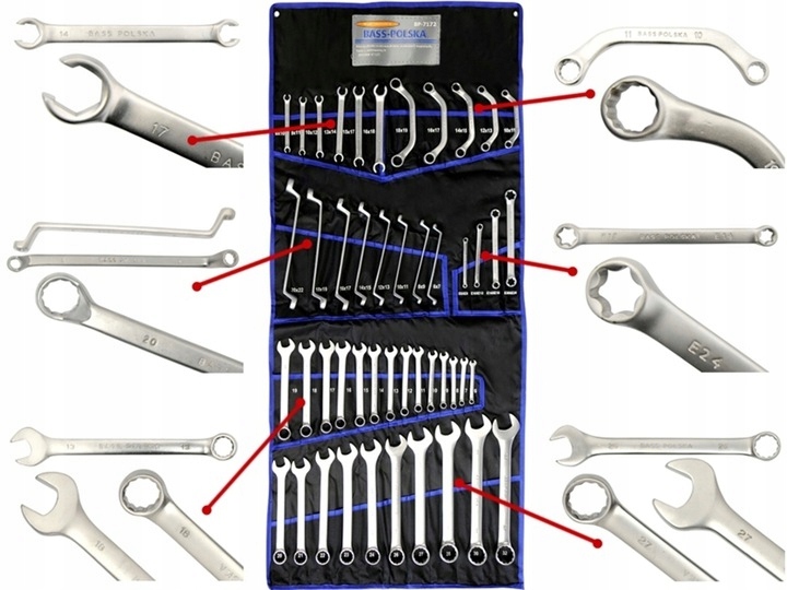 KLUCZE PŁASKO OCZKOWE 6-32mm TORX PRZEWODÓW ALTERNATORÓW ZESTAW KLUCZY 47el Kod producenta BASS POLSKA BP-7172 CrV TYPU C
