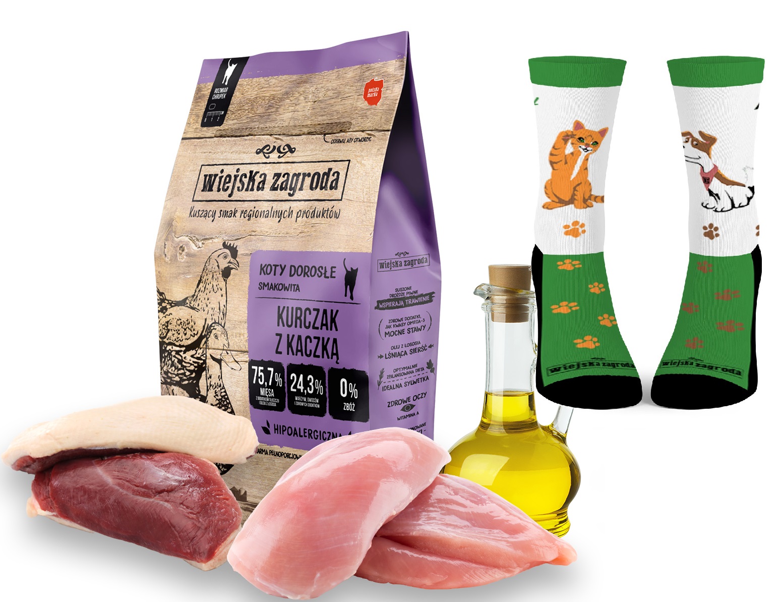 Wiejska Zagroda Kurczak z Kaczką 5kg karma kota firmowe skarpety 35-40