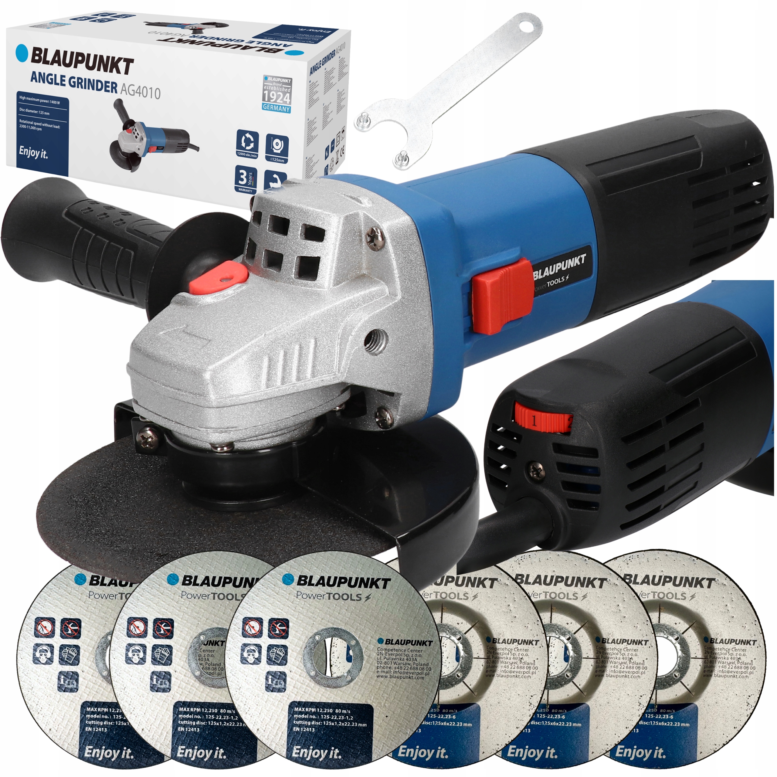 Szlifierka kątowa Mocna kątówka Diax 1400W 6 Tarcz Metal Beton M14 125 mm