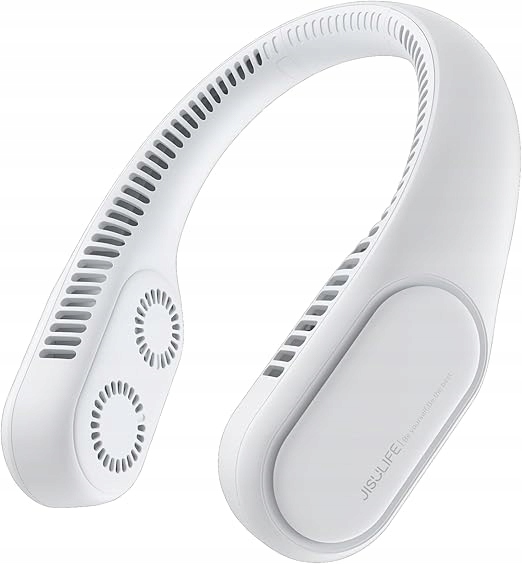 Ventilátor na krk, Přenosný, 3 rychlosti, nabíjecí, bezlopatkový, tichý, bílý