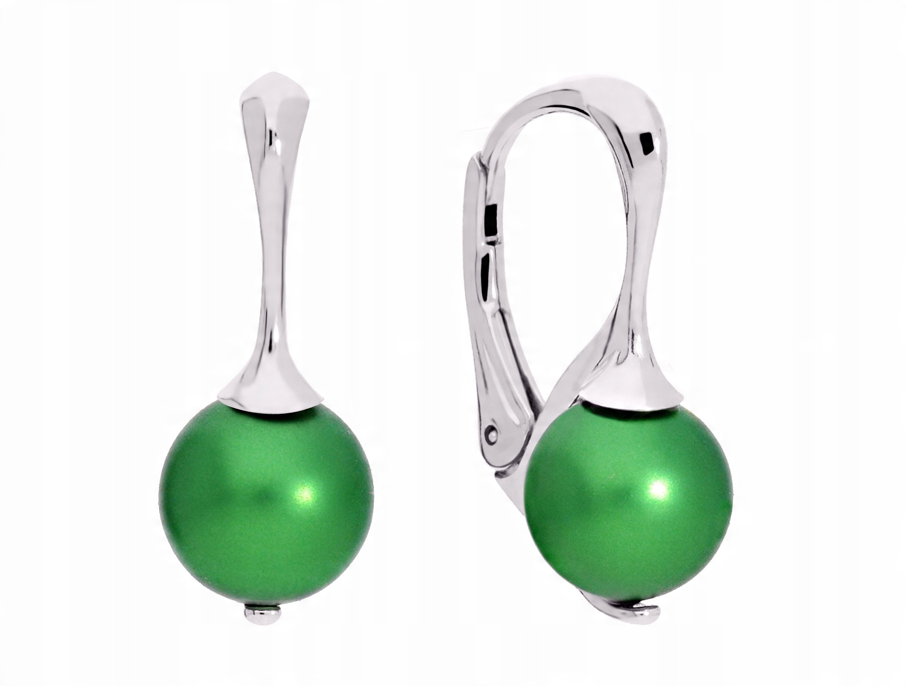 

Kolczyki zielone srebrne 925 perła Swarovski