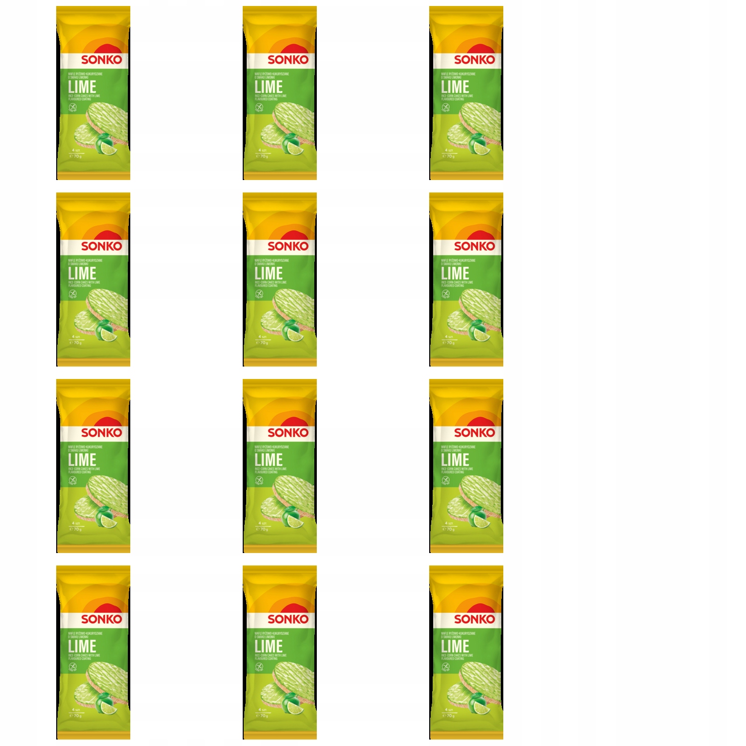 Levně 12x 70g Sonko rýžově kukuřičné oplatky limetka Karton