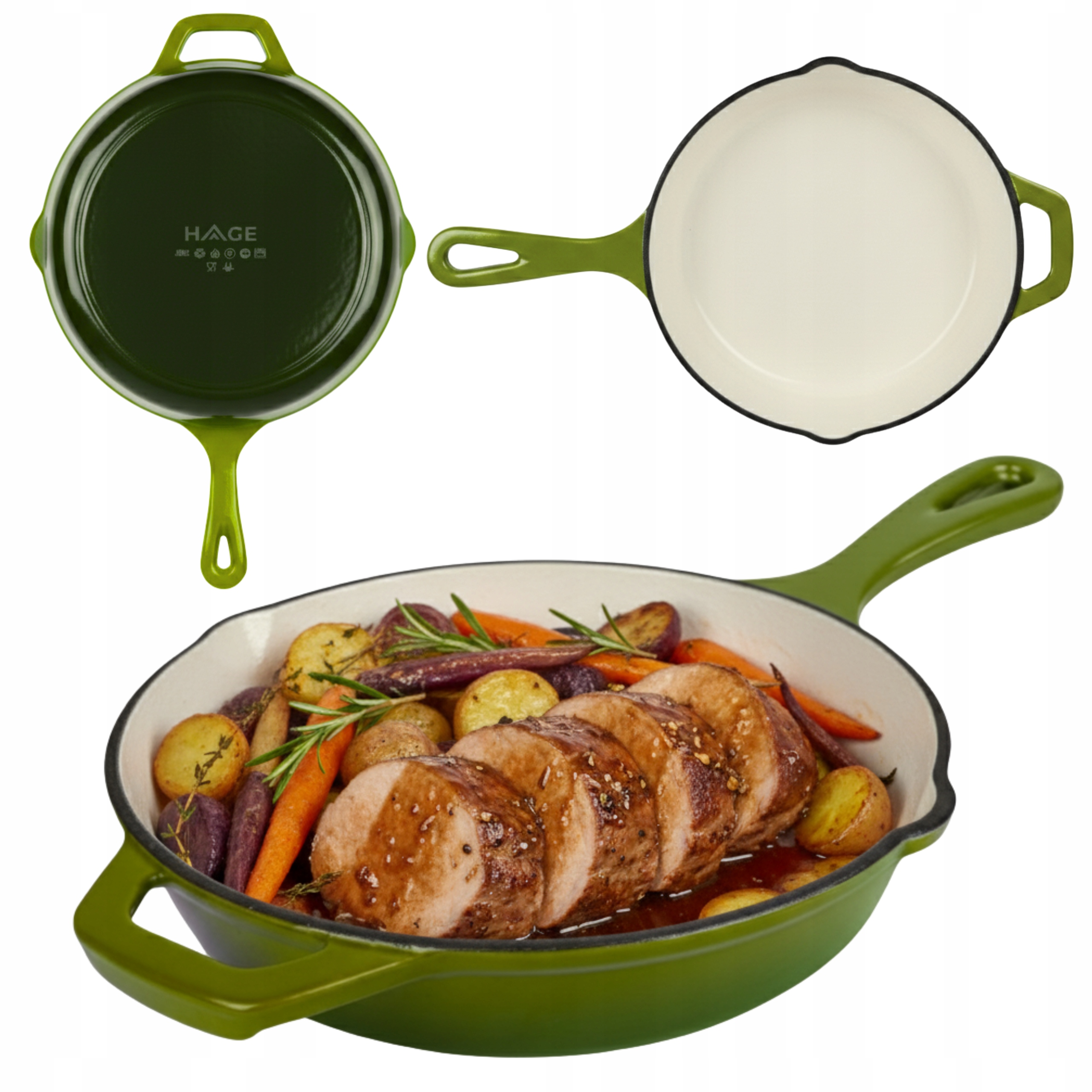 Smaltovaná Litinová Pánev 26 cm Litinová Indukce Trouba Plynová Olivová